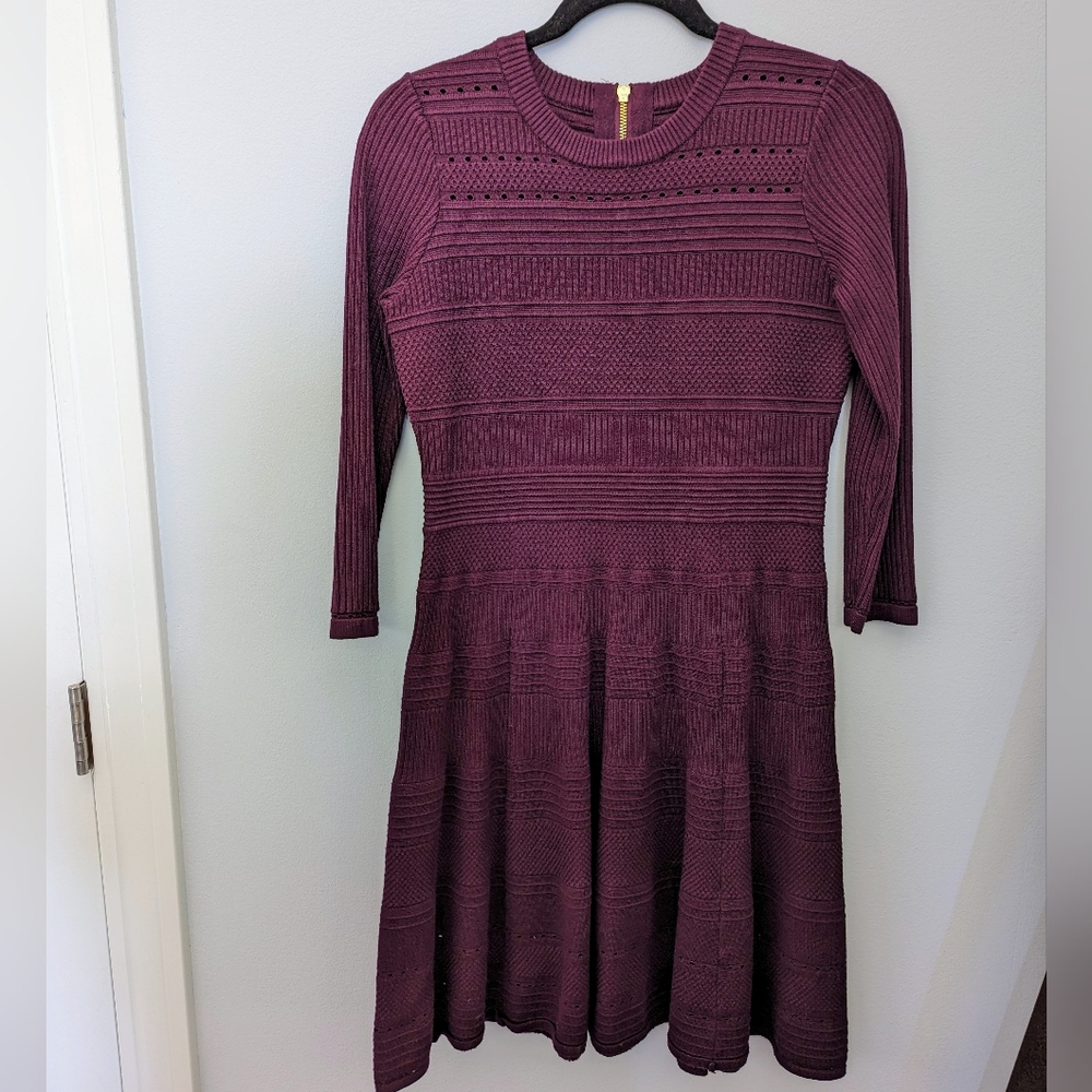 Burgundy Knit Eliza J Skater Dress, Size Medium